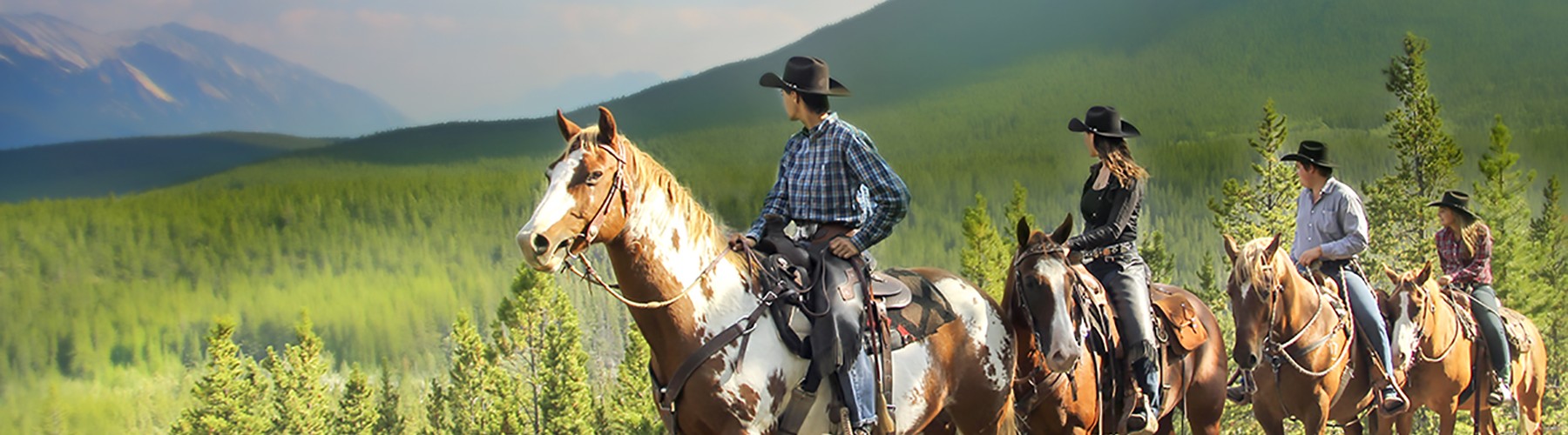 horseback riders enjoy a beautiful viewpoint